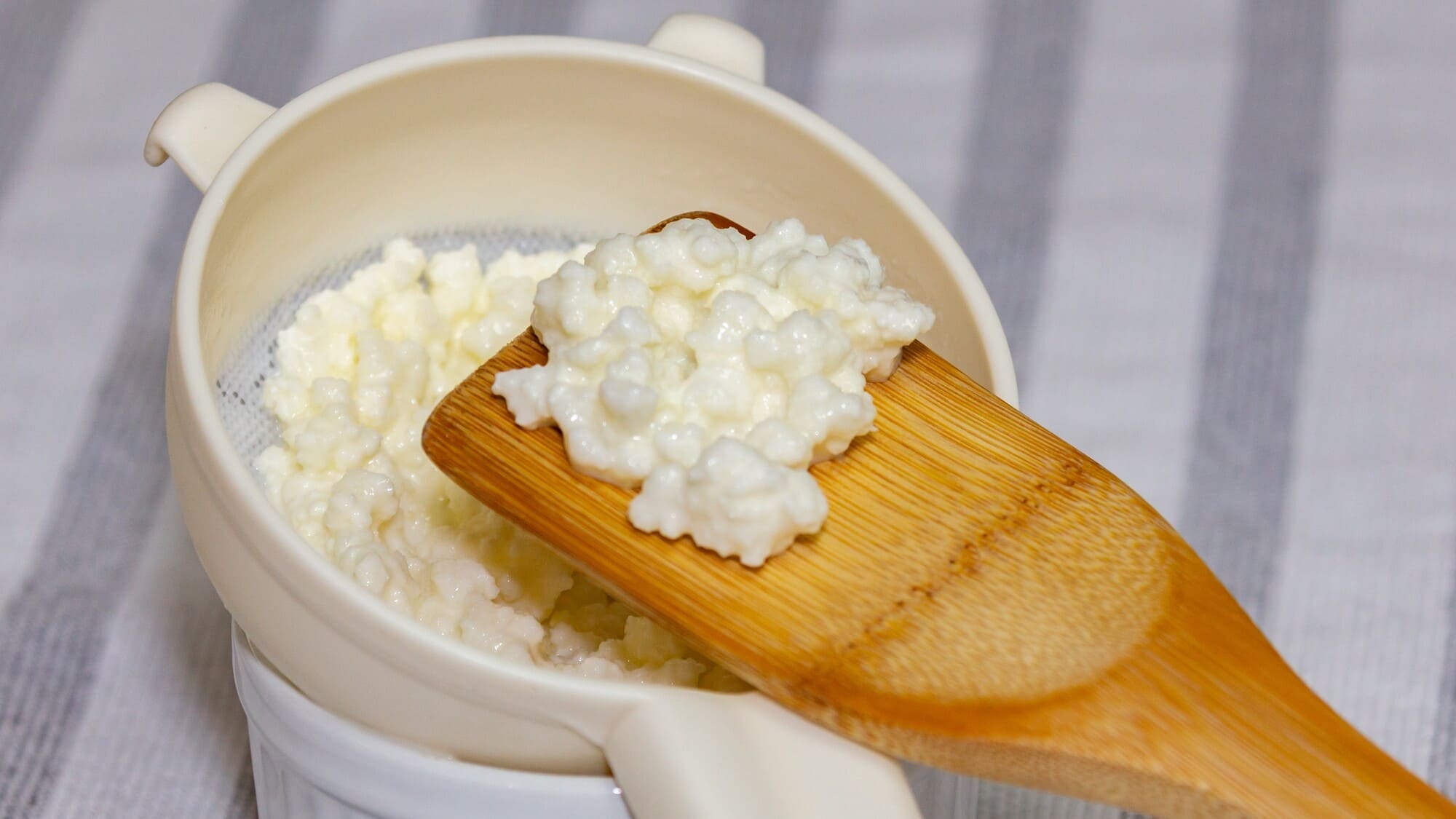 Nấm kefir tươi và thìa gỗ rây nhựa - BOH Kefir