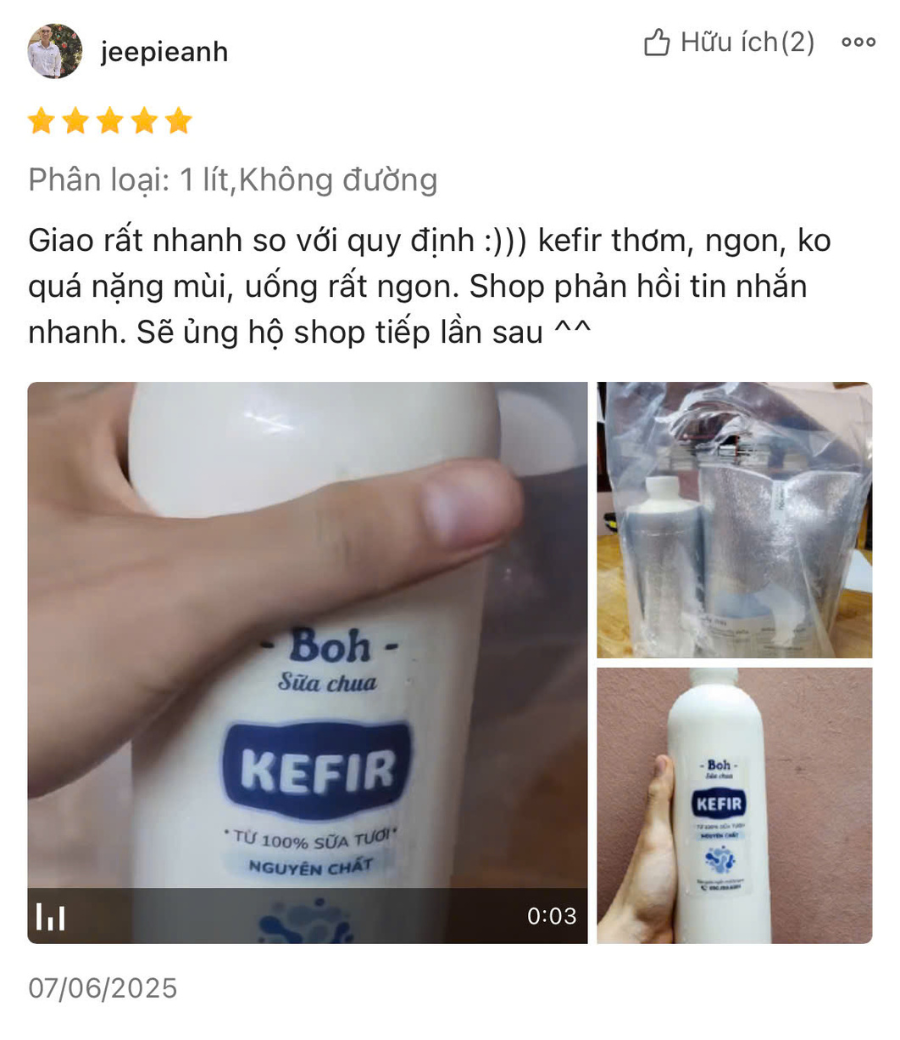 Feedback khách hàng Sữa chua Kefir Boh (15) - BOH Kefir