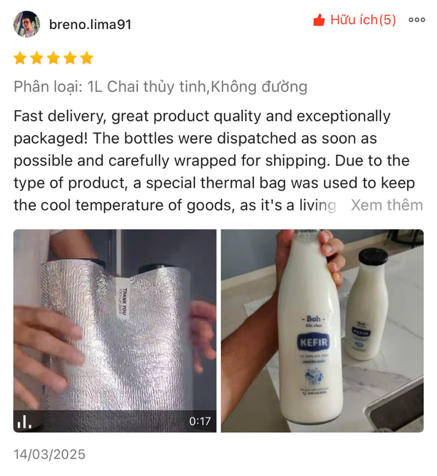 Feedback khách hàng Sữa chua Kefir Boh (2) - BOH Kefir