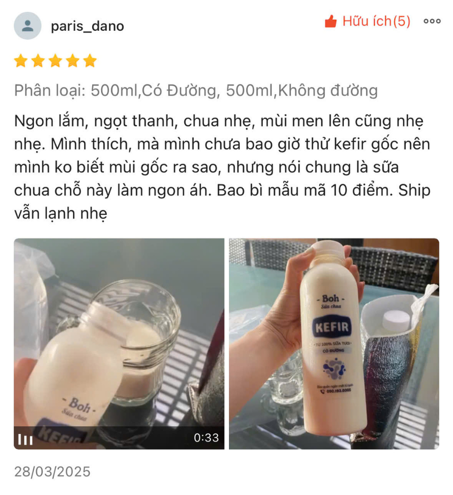 Feedback khách hàng Sữa chua Kefir Boh (3) - BOH Kefir