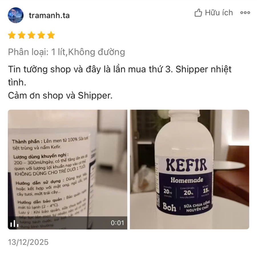 Feedback khách hàng Sữa chua Kefir Boh (8) - BOH Kefir