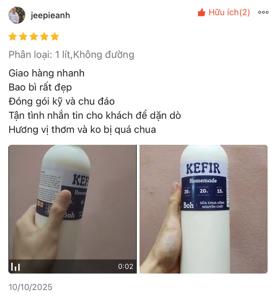Feedback khách hàng Sữa chua Kefir Boh (9) - BOH Kefir